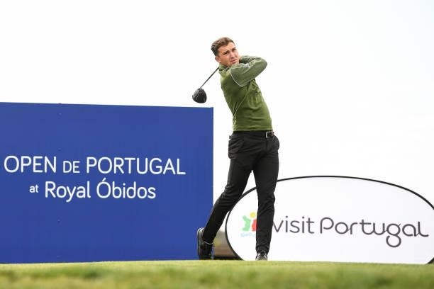 Todd Clements of England plays his tee shot at the 10th hole during Day One of the Open de Portugal at Royal Obidos at Royal Obidos Spa & Golf Resort...
