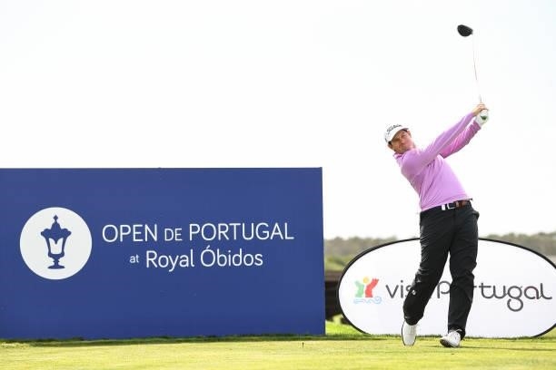 Ricardo Gouveia of Portugal plays his tee shot at the 10th hole during Day One of the Open de Portugal at Royal Obidos at Royal Obidos Spa & Golf...