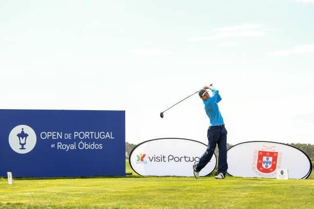 Daan Huizing of the Netherlands plays his tee shot at the 10th hole during Day One of the Open de Portugal at Royal Obidos at Royal Obidos Spa & Golf...
