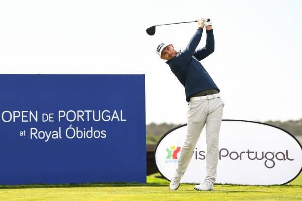 Bryce Easton of South Africa plays his tee shot at the 10th hole during Day One of the Open de Portugal at Royal Obidos at Royal Obidos Spa & Golf...