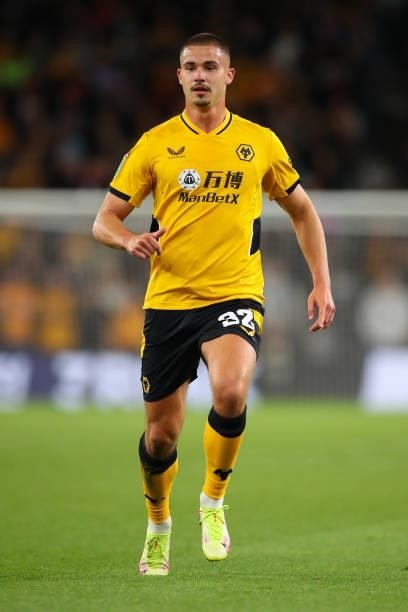 Leander Dendoncker of Wolverhampton Wanderers during the Carabao Cup Third Round match between Wolverhampton Wanderers and Tottenham Hotspur at...