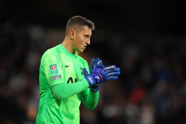 Pierluigi Gollini of Tottenham Hotspur during the Carabao Cup Third Round match between Wolverhampton Wanderers and Tottenham Hotspur at Molineux on...