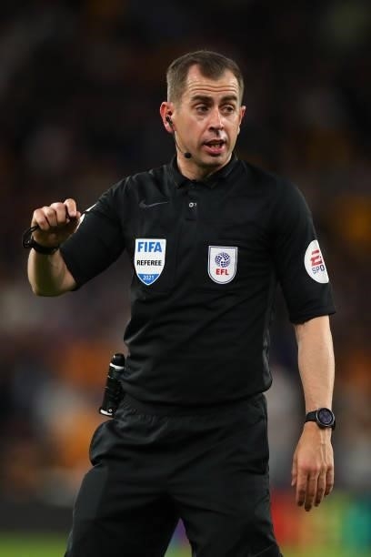 Referee Peter Bankes during the Carabao Cup Third Round match between Wolverhampton Wanderers and Tottenham Hotspur at Molineux on September 22, 2021...