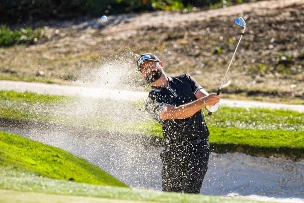 Matthew Baldwin of England plays his third shot at the 17th hole during Day One of the Open de Portugal at Royal Obidos at Royal Obidos Spa & Golf...