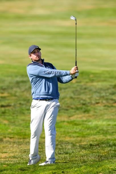 Manuel Elvira of Spain plays his second shot at the 17th hole during Day One of the Open de Portugal at Royal Obidos at Royal Obidos Spa & Golf...