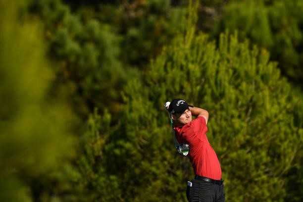 Gordon Brixi of Czech Republic plays his tee shot at the 16th hole during Day One of the Open de Portugal at Royal Obidos at Royal Obidos Spa & Golf...