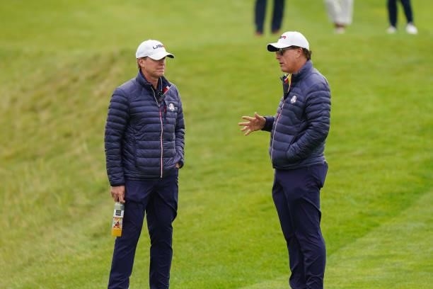 United States Ryder Cup Captain, Steve Stricker and United States Ryder Cup Vice-Captain, Phil Mickelson during a practice round for the 2020 Ryder...