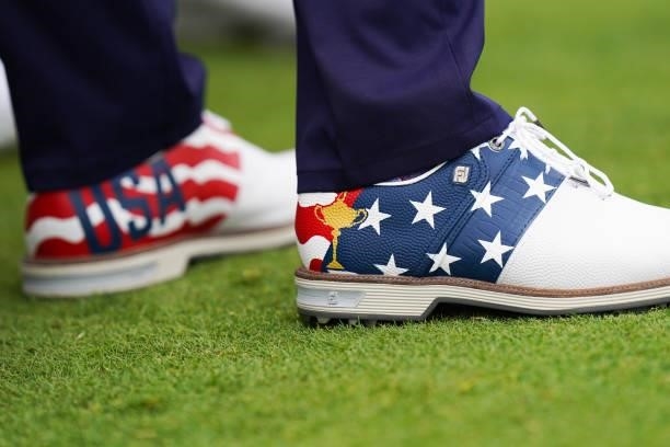 Team United States shoes during a practice round for the 2020 Ryder Cup at Whistling Straits on September 23, 2021 in Kohler, Wisconsin.