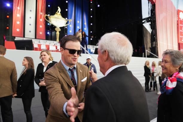 United States Ryder Cup Vice-Captain, Zach Johnson during the Post Ceremony for the 2020 Ryder Cup at Whistling Straits on September 23, 2021 in...