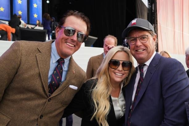 United States Ryder Cup Vice-Captain, Phil Mickelson and Amy Mickelson during the Post Ceremony for the 2020 Ryder Cup at Whistling Straits on...