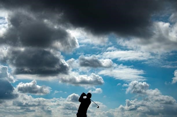 Michael Hoey of North Ireland plays his second shot at the 5th hole during Day Two of the Open de Portugal at Royal Obidos at Royal Obidos Spa & Golf...