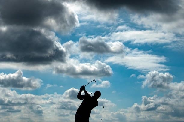 Michael Hoey of North Ireland plays his second shot at the 5th hole during Day Two of the Open de Portugal at Royal Obidos at Royal Obidos Spa & Golf...