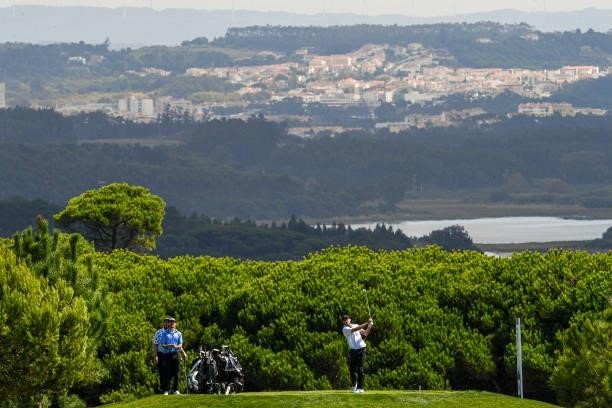 Ugo Coussaud of France plays his tee shot at the 6th hole during Day Two of the Open de Portugal at Royal Obidos at Royal Obidos Spa & Golf Resort on...
