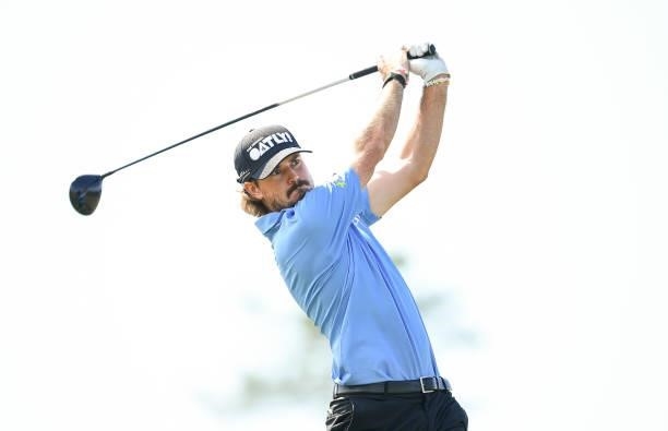 Christofer Blomstrand of Sweden plays his tee shot at the 7th hole during Day Two of the Open de Portugal at Royal Obidos at Royal Obidos Spa & Golf...