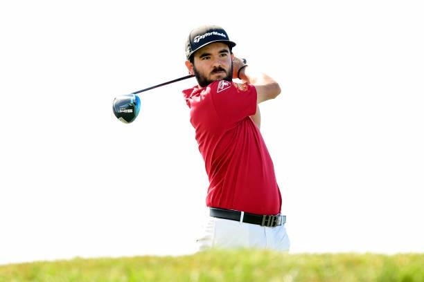 Angel Hidalgo of Spain plays his tee shot at the 18th hole during Day Two of the Open de Portugal at Royal Obidos at Royal Obidos Spa & Golf Resort...