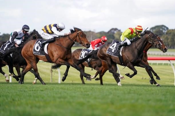 Chaillot ridden by Declan Bates wins the BECK Probuild Testa Rossa Stakes at Ladbrokes Park Hillside Racecourse on September 25, 2021 in Springvale,...