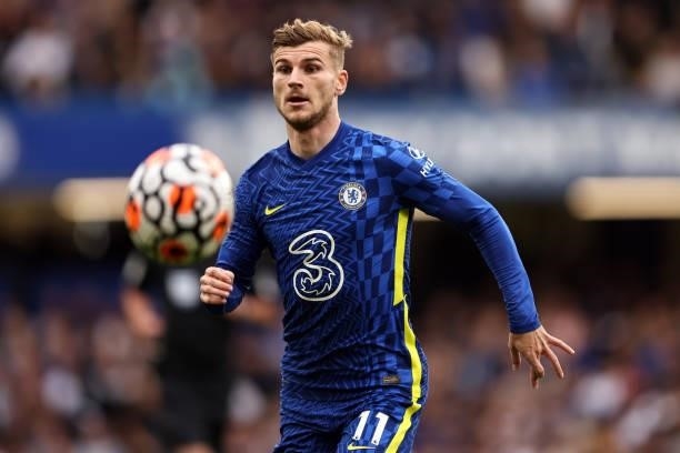 Timo Werner of Chelsea during the Premier League match between Chelsea and Manchester City at Stamford Bridge on September 25, 2021 in London,...