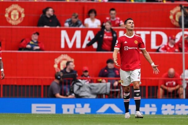 Dejected Bruno Cristiano Ronaldo of Manchester United after Aston Villa scored the winning goal during the Premier League match between Manchester...