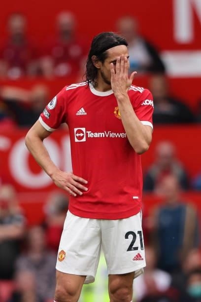 Dejected Edinson Cavani of Manchester United during the Premier League match between Manchester United and Aston Villa at Old Trafford on September...