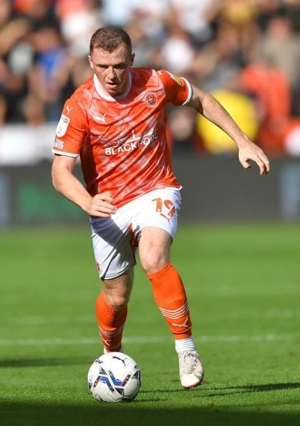 Opening goal scorer Blackpool's Shayne Lavery during the Sky Bet Championship match between Blackpool and Barnsley at Bloomfield Road on September...