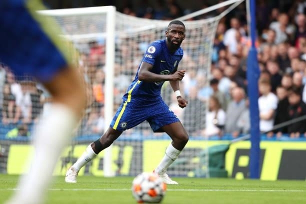 Antonio Rudiger of Chelsea during the Premier League match between Chelsea and Manchester City at Stamford Bridge on September 25, 2021 in London,...