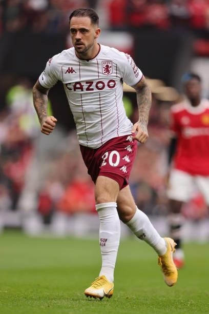 Danny Ings of Aston Villa during the Premier League match between Manchester United and Aston Villa at Old Trafford on September 25, 2021 in...