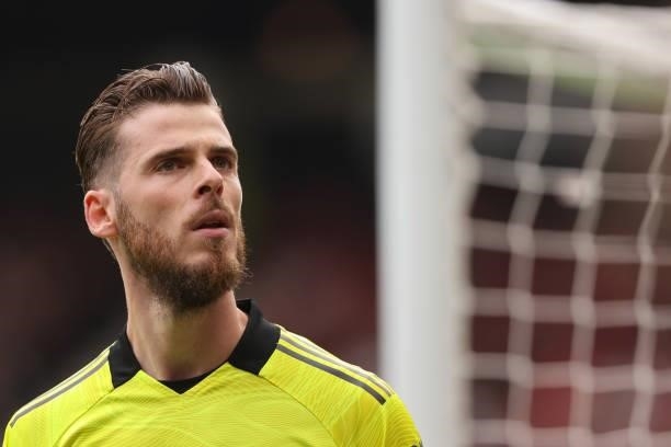 David de Gea of Manchester United during the Premier League match between Manchester United and Aston Villa at Old Trafford on September 25, 2021 in...