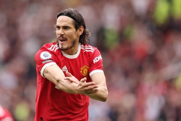 Edinson Cavani of Manchester United during the Premier League match between Manchester United and Aston Villa at Old Trafford on September 25, 2021...
