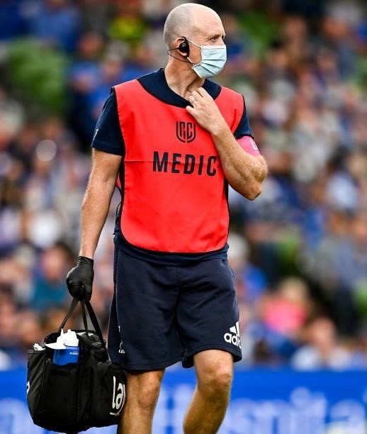 Dublin , Ireland - 25 September 2021; Leinster head physiotherapist Garreth Farrell during the United Rugby Championship match between Leinster and...