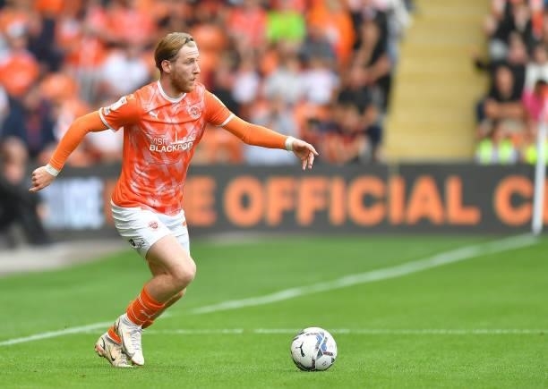 Blackpool's Josh Bowler during the Sky Bet Championship match between Blackpool and Barnsley at Bloomfield Road on September 25, 2021 in Blackpool,...