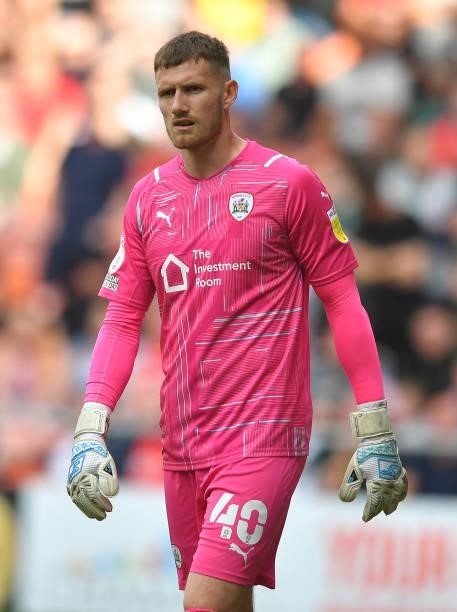 Barnsley's Bradley Collins during the Sky Bet Championship match between Blackpool and Barnsley at Bloomfield Road on September 25, 2021 in...