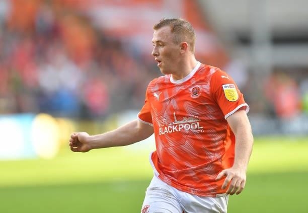 Blackpool's Shayne Lavery during the Sky Bet Championship match between Blackpool and Barnsley at Bloomfield Road on September 25, 2021 in Blackpool,...