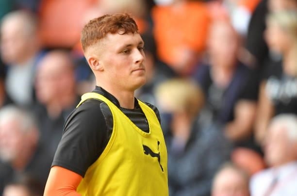 Blackpool's Sonny Carey during the Sky Bet Championship match between Blackpool and Barnsley at Bloomfield Road on September 25, 2021 in Blackpool,...