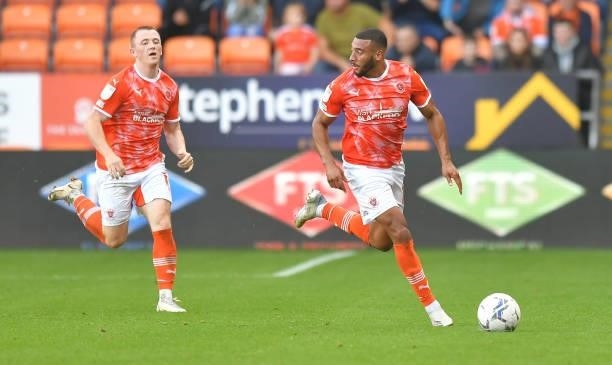Blackpool's Keshi Anderson during the Sky Bet Championship match between Blackpool and Barnsley at Bloomfield Road on September 25, 2021 in...