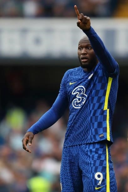 Romelu Lukaku of Chelsea during the Premier League match between Chelsea and Manchester City at Stamford Bridge on September 25, 2021 in London,...