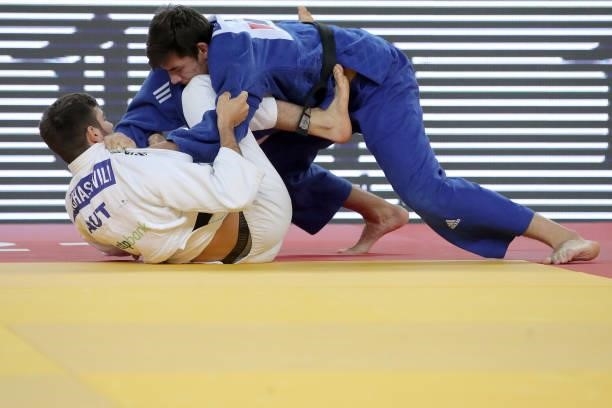 Wachid Borchashvili of Austria and Stanislav Gunchenko of Ukraine compete in the Men's -90kg bronze medal match during day 3 of the Judo Grand Prix...