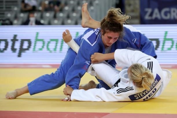 Karen Stevenson of Netherlands and Patricija Brolih of Slovenia compete in the Women's -78kg final match during day 3 of the Judo Grand Prix Zagreb...