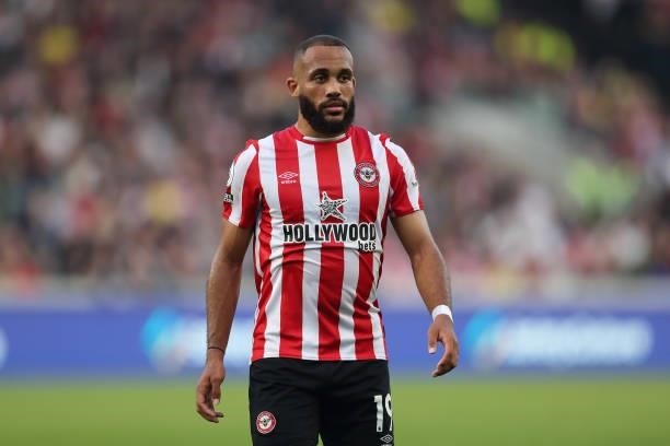 Bryan Mbeumo of Brentford during the Premier League match between Brentford and Liverpool at Brentford Community Stadium on September 25, 2021 in...