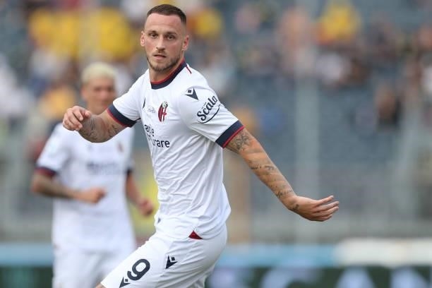 Marko Arnautovic of Bologna FC in action during the Serie A match between Empoli FC and Bologna FC at Stadio Carlo Castellani on September 26, 2021...