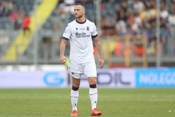 Marko Arnautovic of Bologna FC in action during the Serie A match between Empoli FC and Bologna FC at Stadio Carlo Castellani on September 26, 2021...