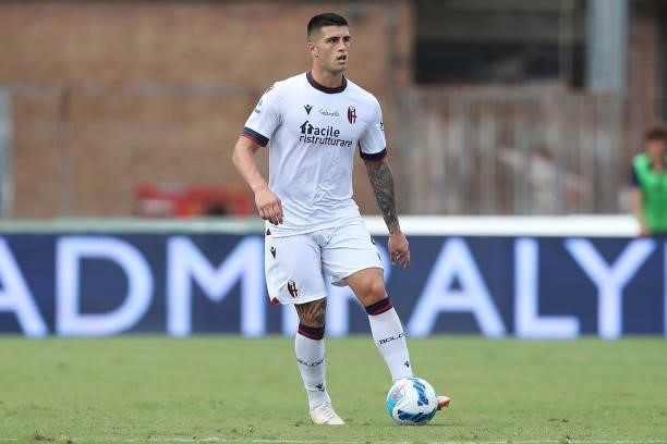 Kevin Bonifazi of Bologna FC in action during the Serie A match between Empoli FC and Bologna FC at Stadio Carlo Castellani on September 26, 2021 in...