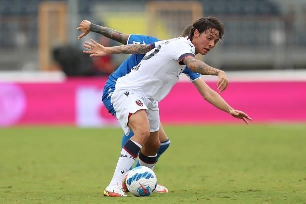 Emanuel Viganto of Bologna FC in actionduring the Serie A match between Empoli FC and Bologna FC at Stadio Carlo Castellani on September 26, 2021 in...