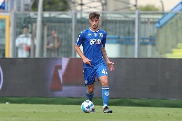 Mattia Viti of Empoli FC in action during the Serie A match between Empoli FC and Bologna FC at Stadio Carlo Castellani on September 26, 2021 in...