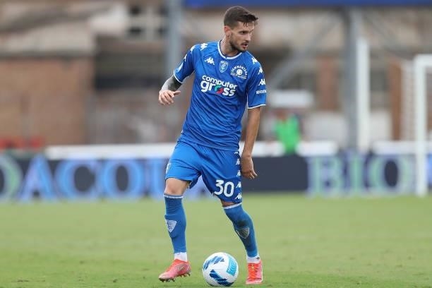 Petar stojanovic of Empoli FC in action during the Serie A match between Empoli FC and Bologna FC at Stadio Carlo Castellani on September 26, 2021 in...