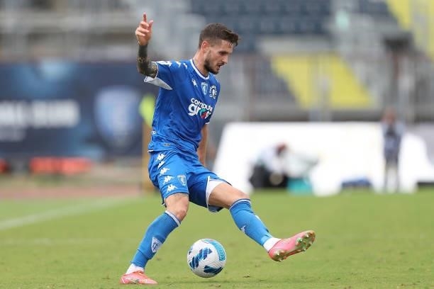 Petar Stojanovic of Empoli FC in action during the Serie A match between Empoli FC and Bologna FC at Stadio Carlo Castellani on September 26, 2021 in...