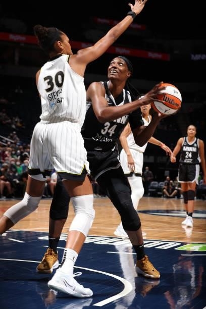 Sylvia Fowles of the Minnesota Lynx drives to the basket during the game against the Chicago Sky during the 2021 WNBA Playoffs on September 26, 2021...