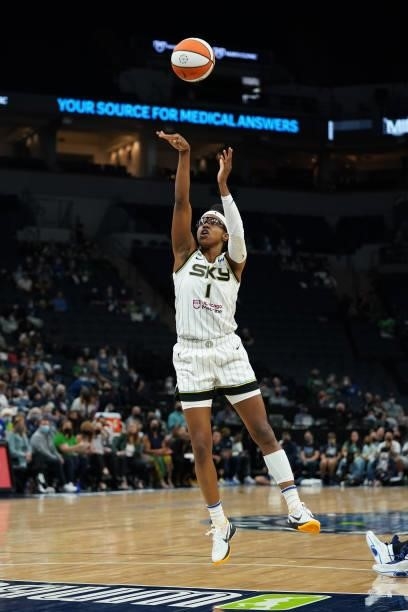 Diamond DeShields of the Chicago Sky shoots the ball during the game against the Minnesota Lynx during the 2021 WNBA Playoffs on September 26, 2021...