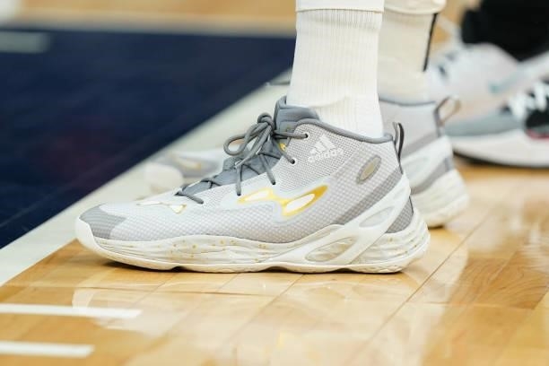 The sneakers of Diamond DeShields of the Chicago Sky during the game against the Minnesota Lynx during the 2021 WNBA Playoffs on September 26, 2021...