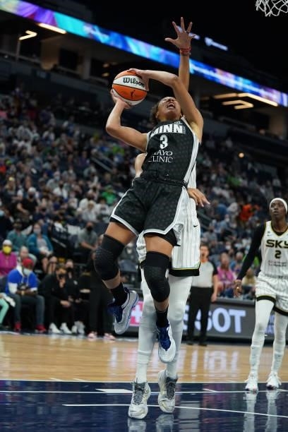 Aerial Powers of the Minnesota Lynx shoots the ball during the game against the Chicago Sky during the 2021 WNBA Playoffs on September 26, 2021 at...