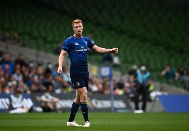 Dublin , Ireland - 25 September 2021; Ciarán Frawley of Leinster during the United Rugby Championship match between Leinster and Vodacom Bulls at...